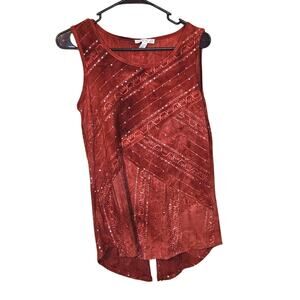 Westport 1962 Size Small S Red Sequin Tie Dye Blouse Sleeveless Boho Top Blouse
